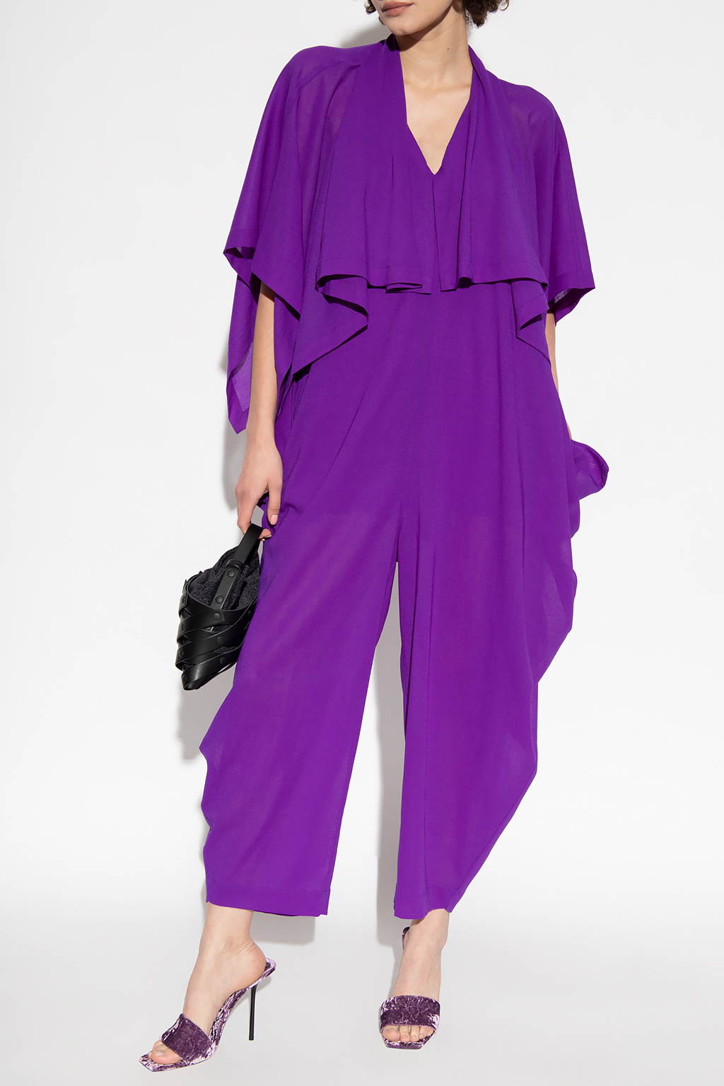 Purple jumpsuit cheap with cape